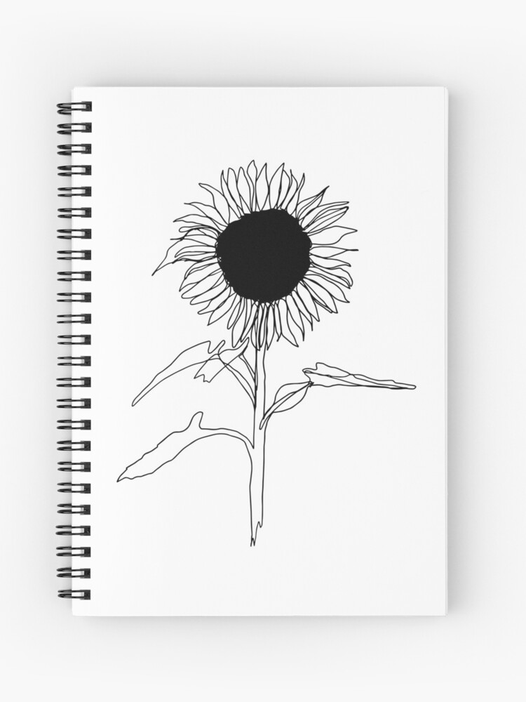 Cuaderno de espiral «Girasol Dibujo Minimalista Blanco Y Negro» de  brabikate | Redbubble