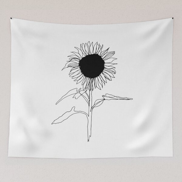 Item preview, Black & White Minimalist Drawing Sunflower designed and sold by brabikate.