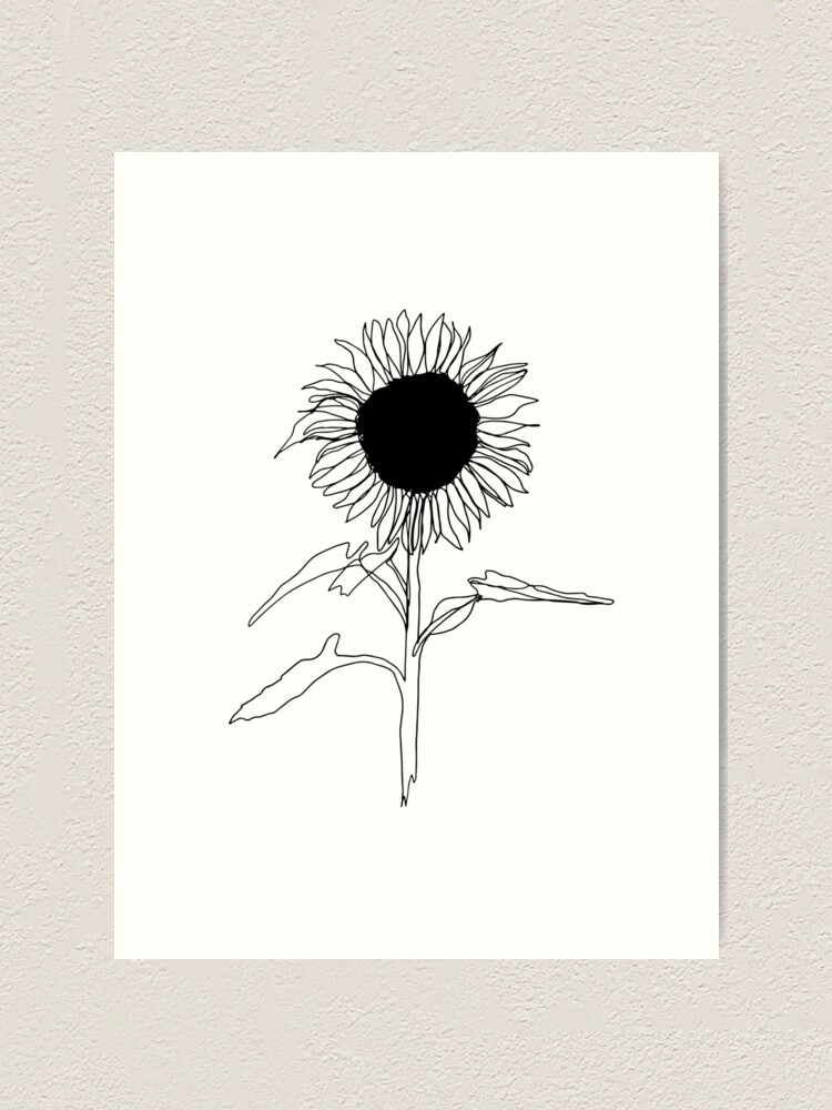 Black & White Minimalist Drawing Sunflower