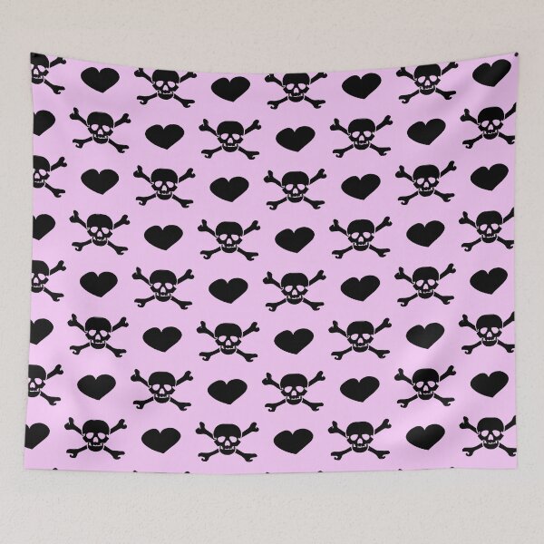 Aperçu de l'œuvre Pastel Goth / Kawaii Pastel / Creepy Cute / Skulls and Heard / Noir et rose créée et vendue par TheNakednun.