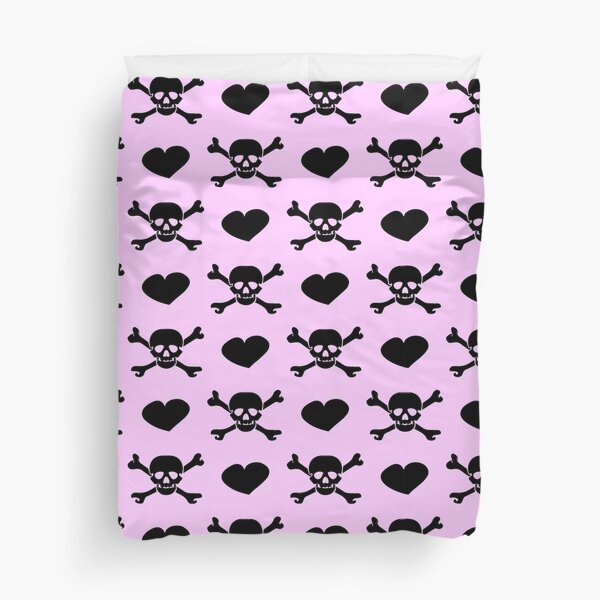 Vista previa del artículo con la obra «Pastel Goth / Kawaii Pastel / Creepy Cute / Skulls and Heard / Black and Pink», diseñado y vendido por TheNakednun.