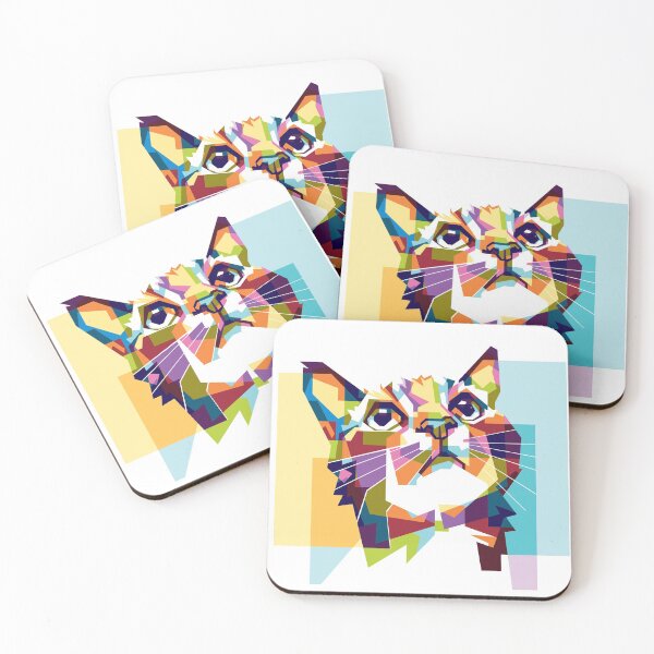 Item preview, Cat Modern Art with Geometric Shapes  designed and sold by Artcraft-Ink.