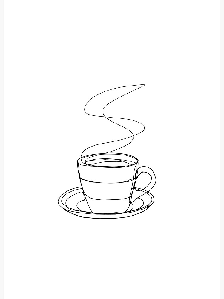Black & White Minimalist Drawing Coffee Cup