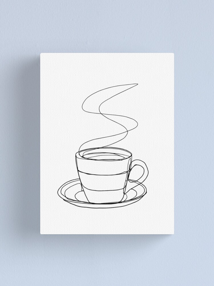 Black & White Minimalist Drawing Coffee Cup Art Board Print for Sale by  brabikate