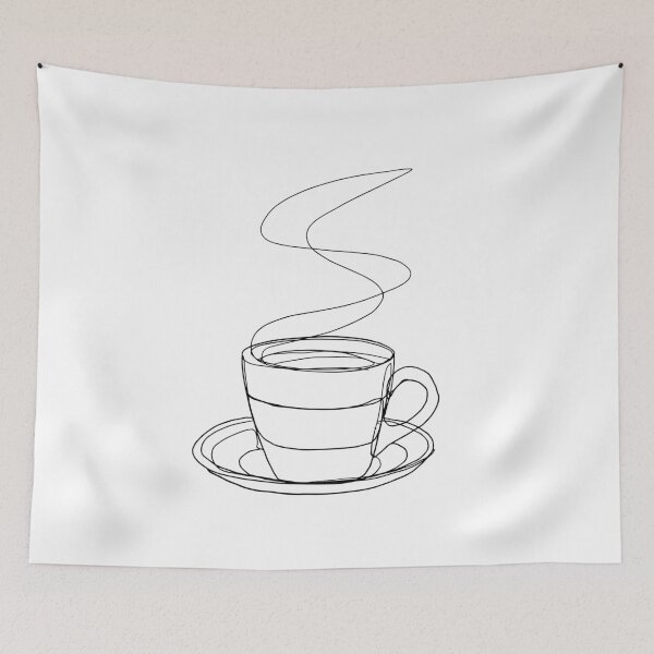 Item preview, Black & White Minimalist Drawing Coffee Cup designed and sold by brabikate.