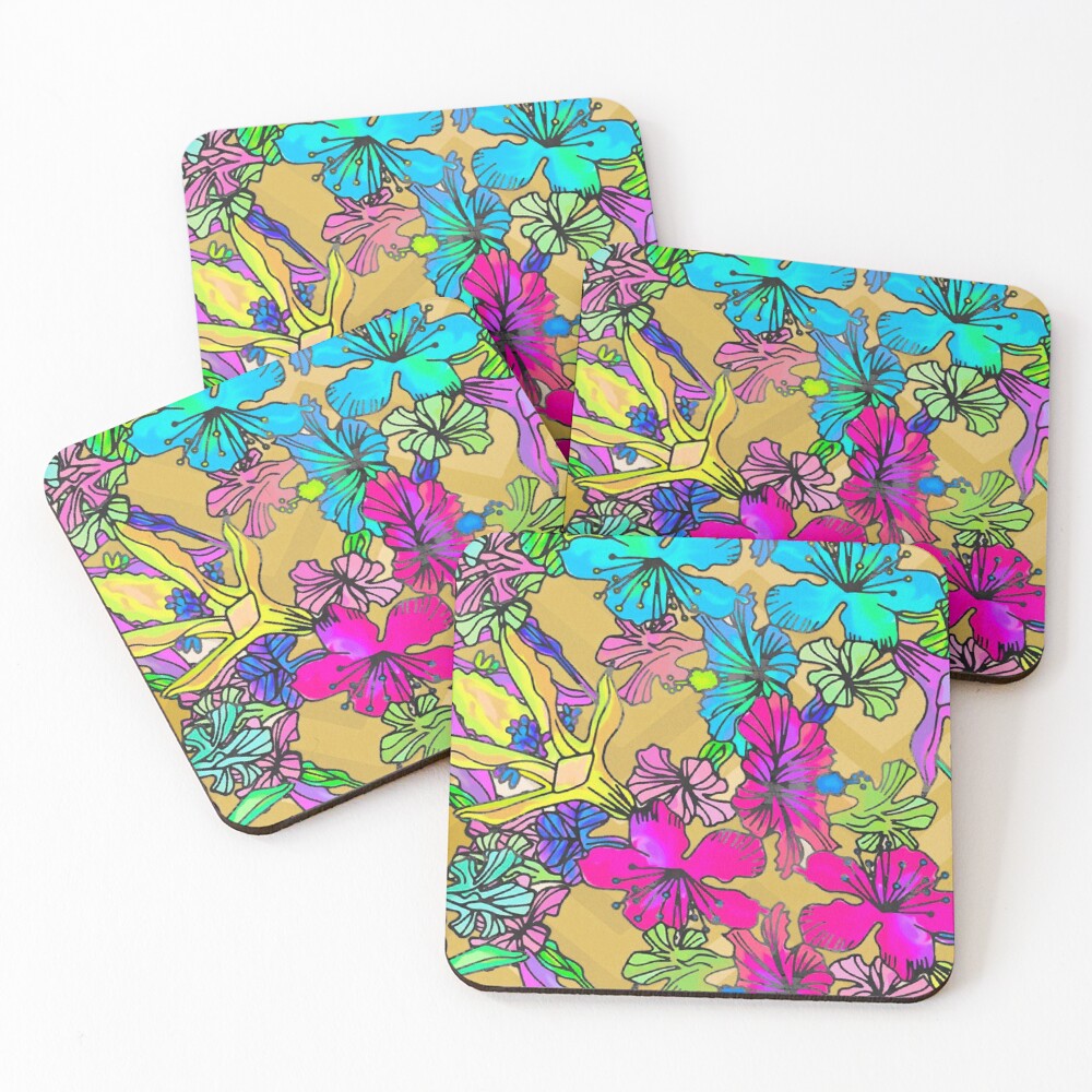 "Floral print" Coasters (Set of 4) for Sale by Nikaylajones Redbubble