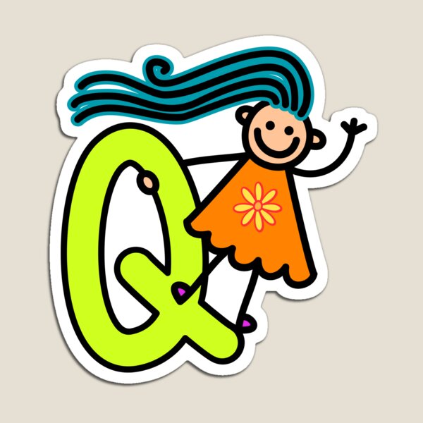 Item preview, Letter Q for girls alphabet Kids Colorful Cartoon Character designed and sold by funwithletters.