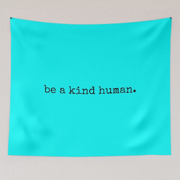 Item preview, be a kind human aqua color typewriter designed and sold by The Little Wood Cottage.