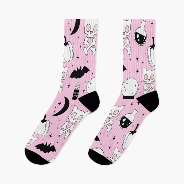 Item preview,  Pastel Goth /Kawaii Pastel /Creepy Cute/ /Black and Pink/ Skulls and Bats designed and sold by TheNakednun.