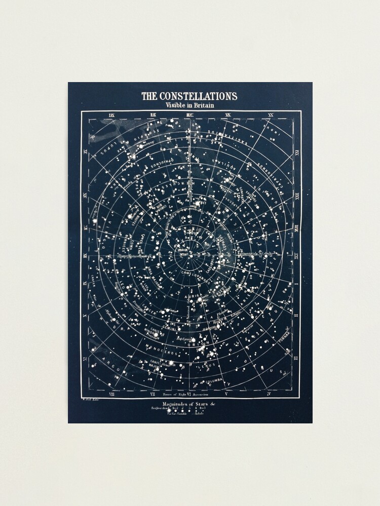 Thumbnail 2 of 3, Photographic Print, Vintage STAR CONSTELLATIONS MAP POSTER circa 1900s  designed and sold by Beltschazar.