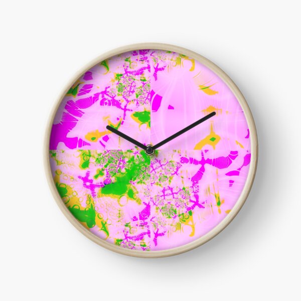 Fractal - psychedelic pastel watercolour Clock