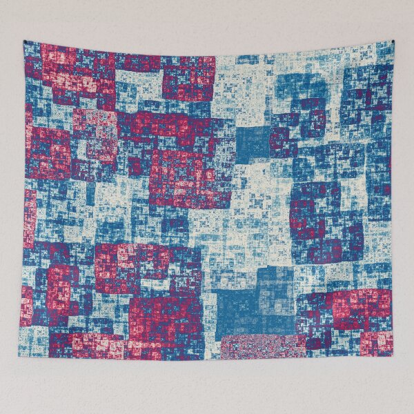 Item preview, Abstract rectangles in red and blue designed and sold by MarionsArt.