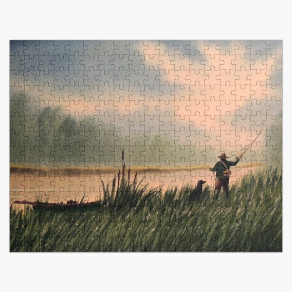 The Fly Fisherman With His Loyal Friend Jigsaw Puzzle for Sale by bill  holkham