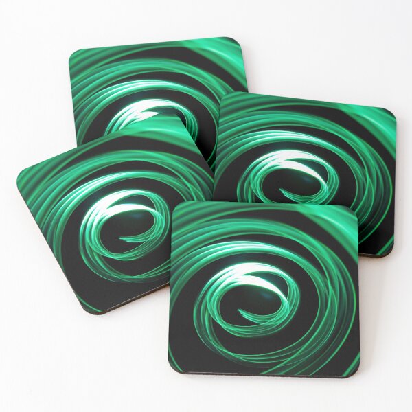 Item preview, Green light painting spiral shaped abstract on black designed and sold by Grégory DUBUS.