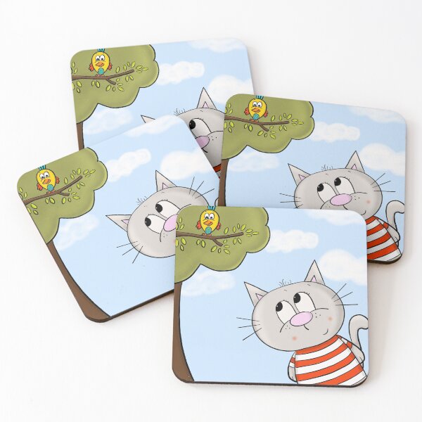 Item preview, Cat and bird designed and sold by KateCrafts.