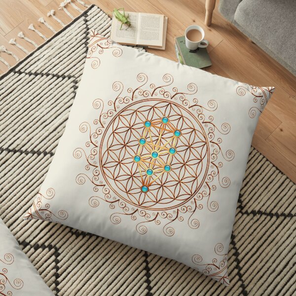 Flower of life, tree of life, sephiroth, sacred geometry Floor Pillow