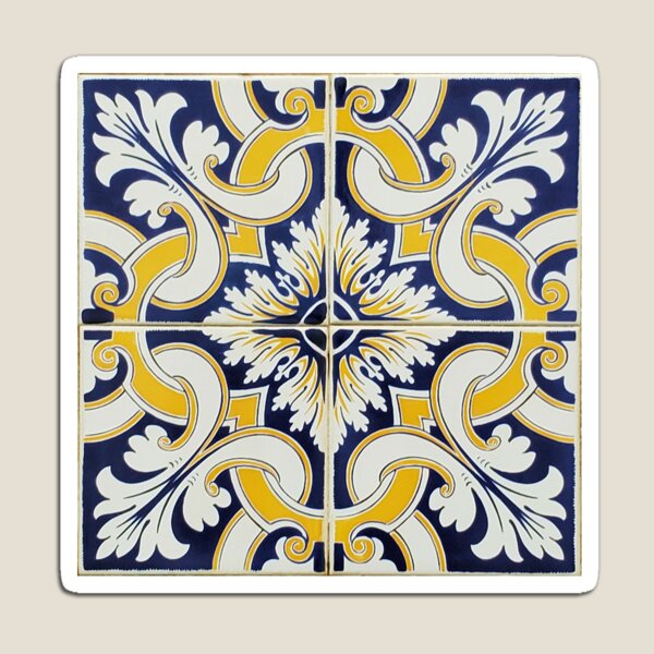 Item preview, Yellow, White and Blue Portuguese Ceramic Tile Tapestry designed and sold by GVibezPadel.