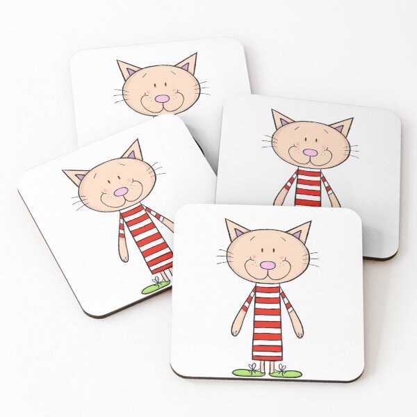 Item preview, Long cat in stripped Tshirt designed and sold by KateCrafts.