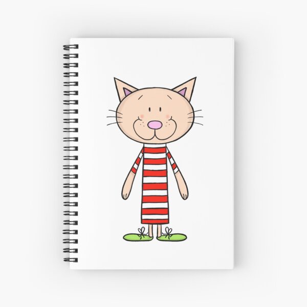 Long cat in stripped Tshirt Spiral Notebook