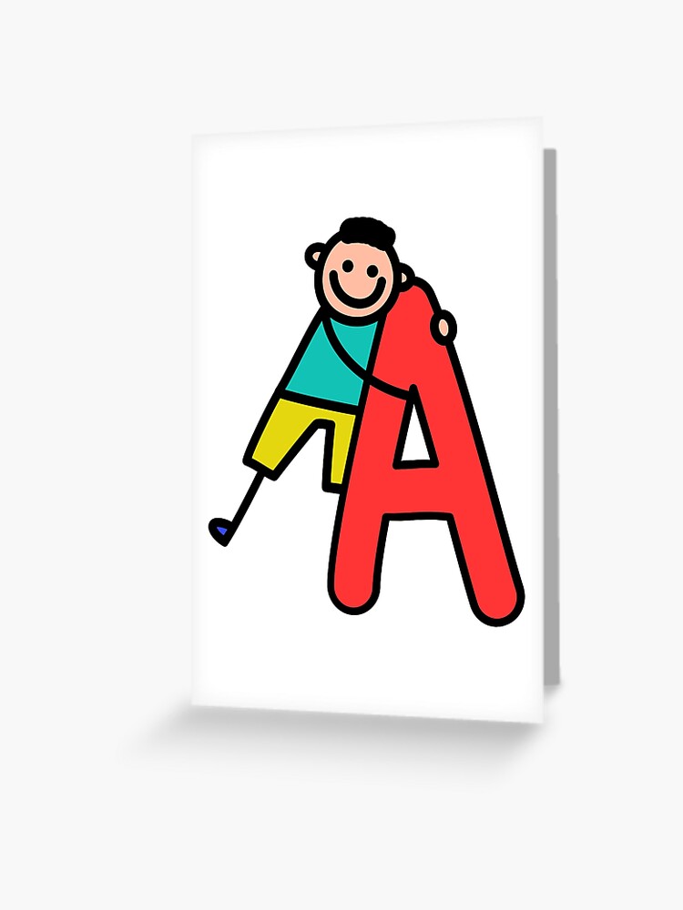 Carte de v ux for Sale avec l uvre Lettre A pour les garcons alphabet enfants personnage de dessin anime colore de l artiste funwithletters Redbubble