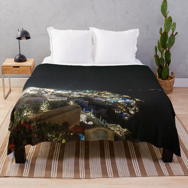 Item preview, Night view of Santorini island hills, Greece designed and sold by WanderlustBunny.
