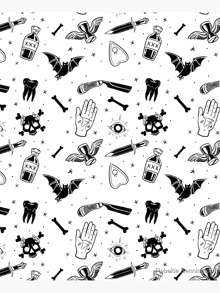 A Few of My Macabre Things (on white) by rebekieb