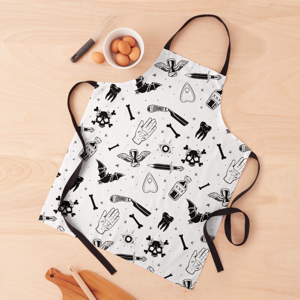 A Few of My Macabre Things (on white) Apron