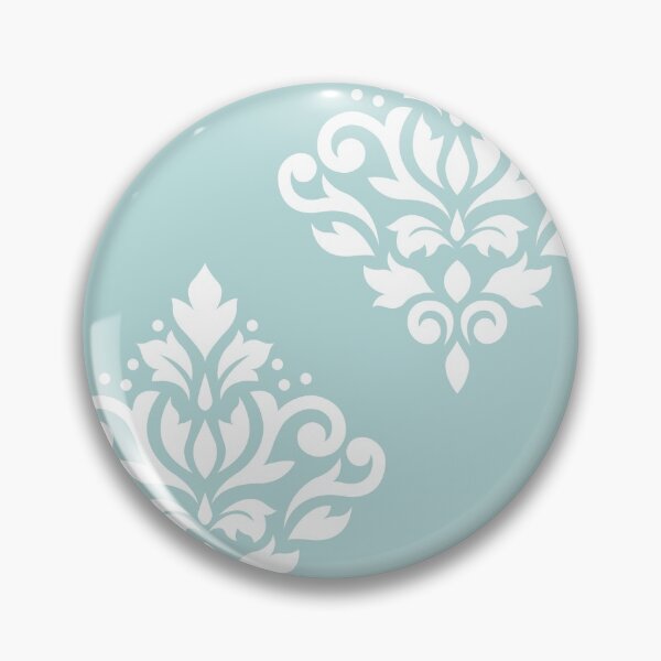 Item preview, Scroll Damask Art I White on Duck Egg Blue designed and sold by NataliePaskell.
