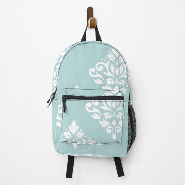 Item preview, Scroll Damask Art I White on Duck Egg Blue designed and sold by NataliePaskell.