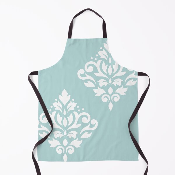 Item preview, Scroll Damask Art I White on Duck Egg Blue designed and sold by NataliePaskell.