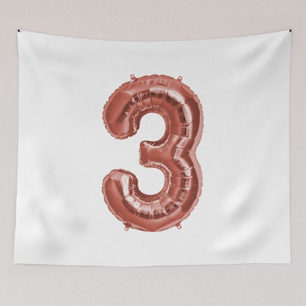 Item preview, Three Number 3 Metallic Rose Gold Mylar Foil Helium Balloon for Three Year Old Toddler  designed and sold by Birthdates.