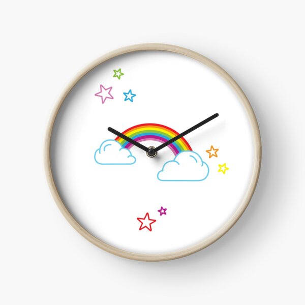 Rainbow, Clouds and Stars Clock