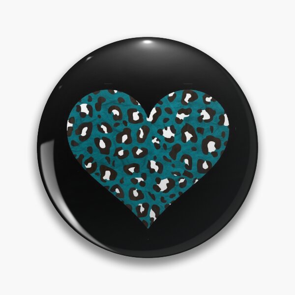 Item preview, Peacock Blue, Black and White Leopard Print Heart designed and sold by Bumblefuzzies.