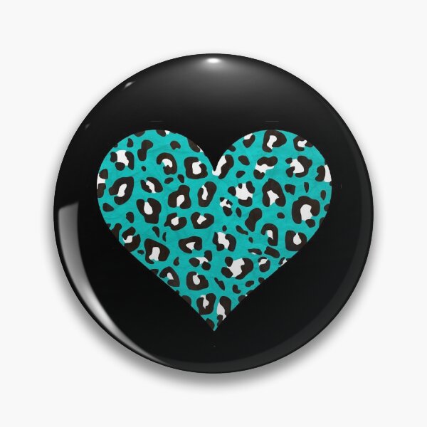 Item preview, Teal Blue, Black and White Leopard Print Heart designed and sold by Bumblefuzzies.