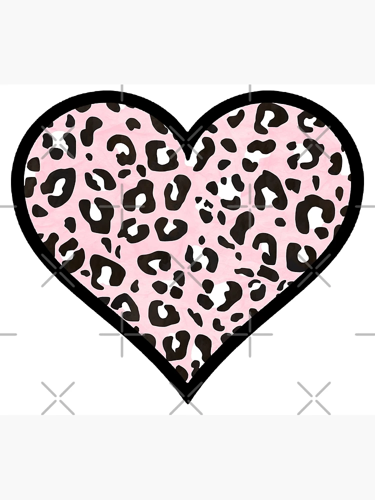 Millennial Pink, Black and White Leopard Print Heart Poster for