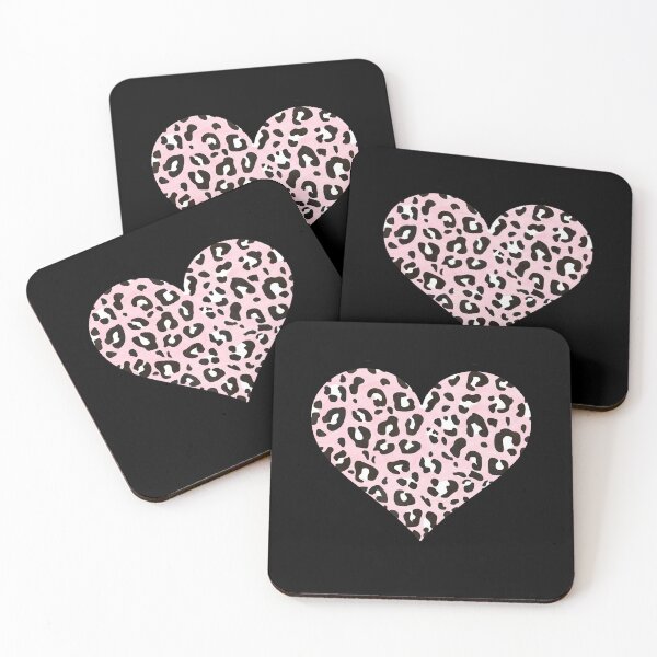 Item preview, Millennial Pink, Black and White Leopard Print Heart designed and sold by Bumblefuzzies.