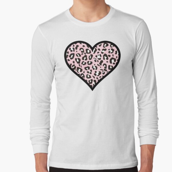 Millennial Pink, Black and White Leopard Print Heart