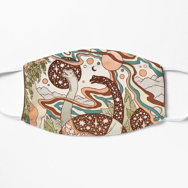 Jurassic Portal | Retro Rainbow Palette | Dinosaur Science Fiction Art Flat Mask