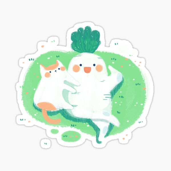 kitty and daikon Sticker