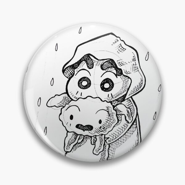 Item preview, chin chan and snowy in the rain, shin chan dog, shinnosuke nohara and his wet puppy, classic animated 90s drawing, animal love, cute snowball pet designed and sold by Mariuki Flow.