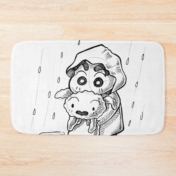Item preview, chin chan and snowy in the rain, shin chan dog, shinnosuke nohara and his wet puppy, classic animated 90s drawing, animal love, cute snowball pet designed and sold by Mariuki Flow.