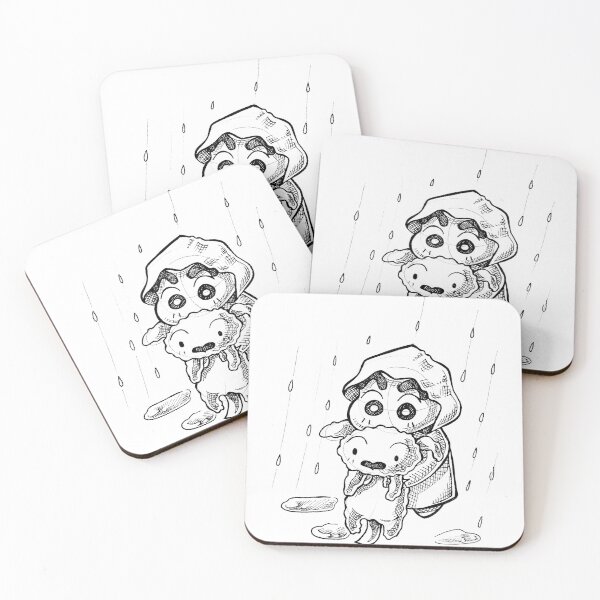 Item preview, chin chan and snowy in the rain, shin chan dog, shinnosuke nohara and his wet puppy, classic animated 90s drawing, animal love, cute snowball pet designed and sold by Mariuki Flow.