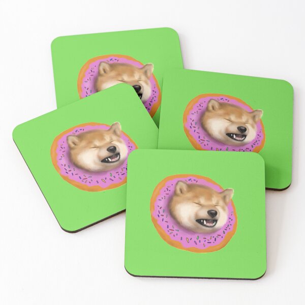 Item preview, Un Thicc Shiba Inu atrapado en una rosquilla gigante Fondo verde designed and sold by TeodoraM.