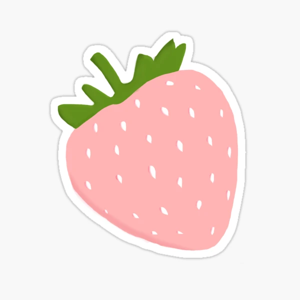 Pink Strawberry Sticker for Sale by Winkham