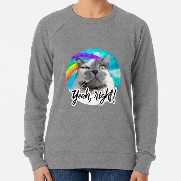 Suspicious funny cat: Yeah, right! Lightweight Sweatshirt