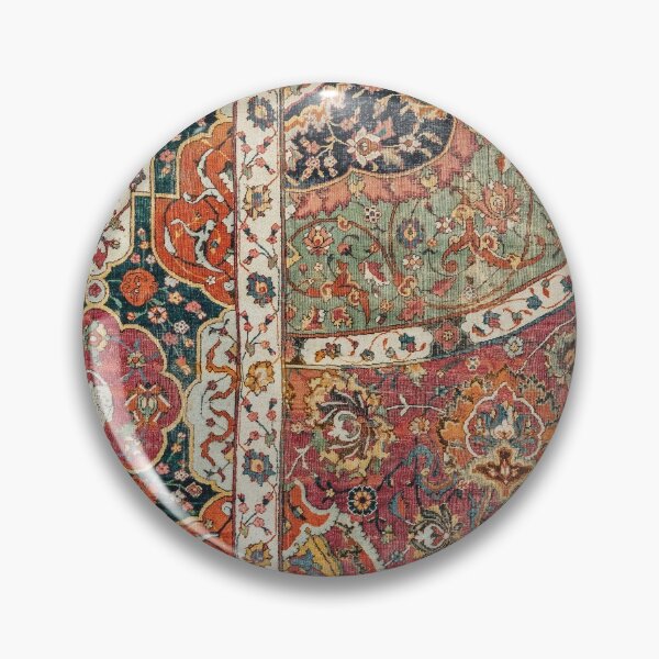 Item preview, Persian Medallion Rug II // 16th Century Distressed Red Green Blue Flowery Colorful Ornate Pattern designed and sold by vintagepatterns.