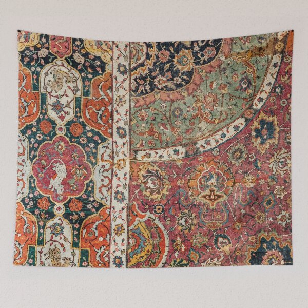 Item preview, Persian Medallion Rug II // 16th Century Distressed Red Green Blue Flowery Colorful Ornate Pattern designed and sold by vintagepatterns.