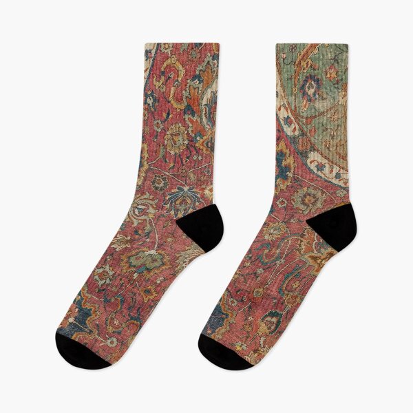 Item preview, Persian Medallion Rug IV // 16th Century Distressed Red Green Blue Flowery Colorful Ornate Pattern designed and sold by vintagepatterns.
