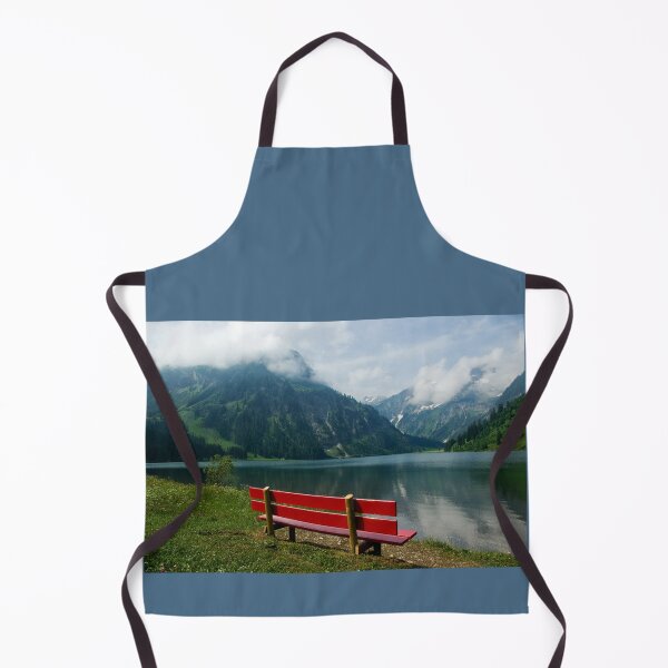 Red bench with a view Apron