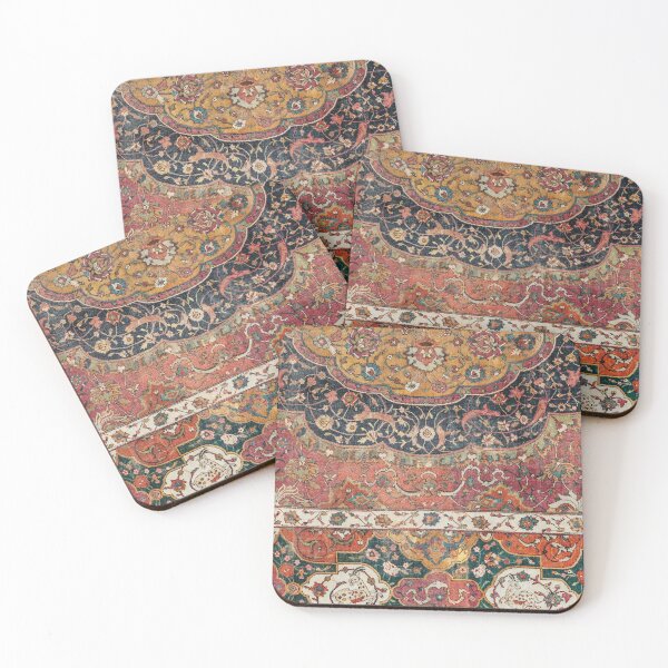 Item preview, Persian Medallion Rug IX // 16th Century Distressed Red Green Blue Flowery Colorful Ornate Pattern designed and sold by vintagepatterns.